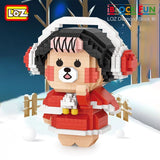 Loz 9242 Gurupu Red Dress Girl Diamond Blocks 9275 Christmas Girl 9277 Motorcycle Bear Girl