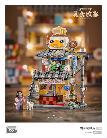 LOZ Mini Building Block 1290 Granny's Snack Bar 1291 Duck's Roast Meat Shop 1292 Seafood Stall 1293 Rice Roll Shop