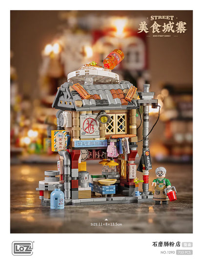 LOZ Mini Building Block 1290 Granny's Snack Bar 1291 Duck's Roast Meat Shop 1292 Seafood Stall 1293 Rice Roll Shop