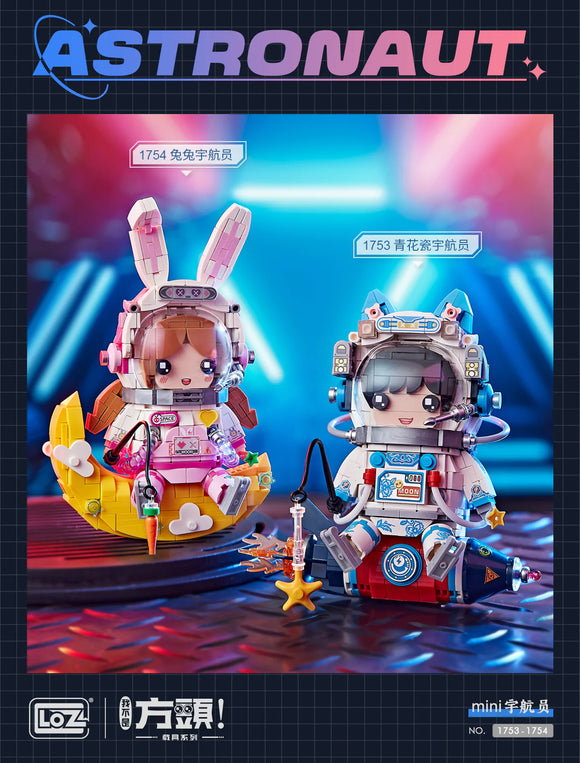 LOZ Blue And White Porcelain Astronaut (1753) Astronaut Bunny (1754)