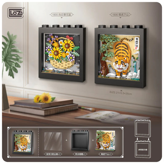 Loz 1905 Sunflower Basket 1906 Tiger Mini Building Blocks