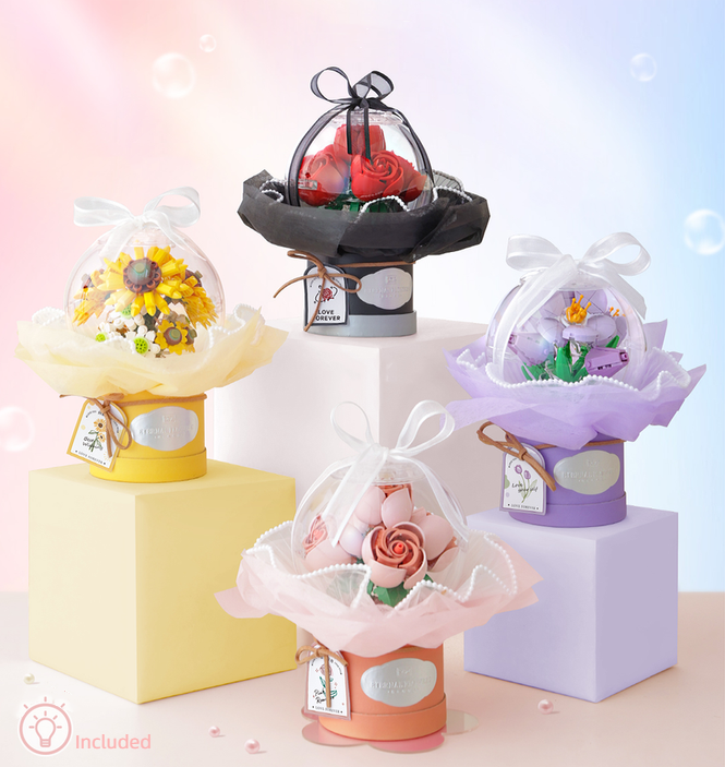 LOZ Mini Blocks Kids Building Flower Pot Bouquet Lighting Lover Gift 1297 1298 1299 1300