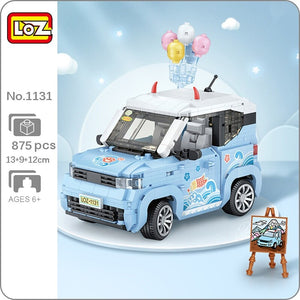Loz 1131 Blue Jeep With Balloon Car And Mount Fuji Painting Easel
