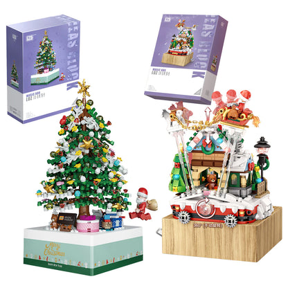 Loz 1238 Christmas House Music Box 1237 Christmas Tree Music Box Gifts