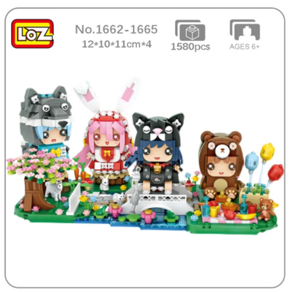 Loz Fairy Tale Animal Brickhedz 1662 Wolf 1663 Rabbit 1664 Cat 1665 Bear