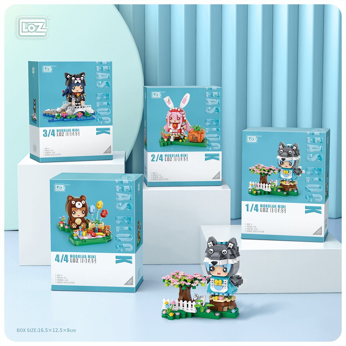 Loz Fairy Tale Animal Brickhedz 1662 Wolf 1663 Rabbit 1664 Cat 1665 Bear