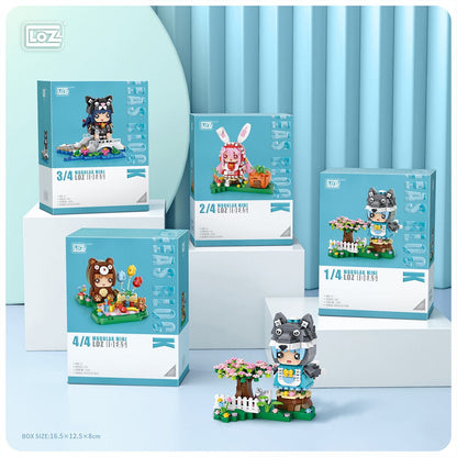Loz Fairy Tale Animal Brickhedz 1662 Wolf 1663 Rabbit 1664 Cat 1665 Bear