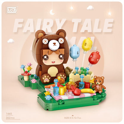 Loz Fairy Tale Animal Brickhedz 1662 Wolf 1663 Rabbit 1664 Cat 1665 Bear