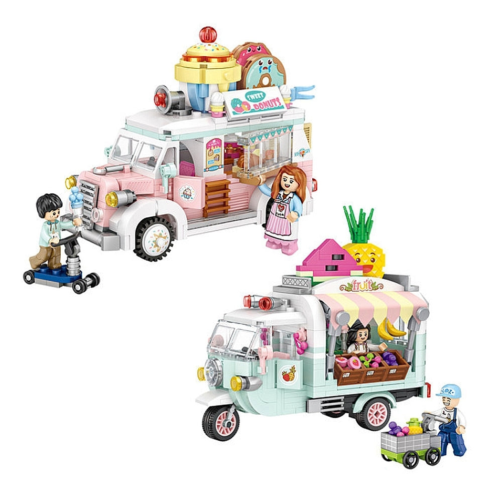 Loz 1737 Fruit Truck 1738 Dessert Car 1739 Pizza Truck 1740 Coffee Truck