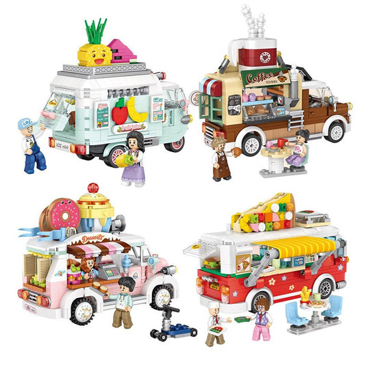 Loz 1737 Fruit Truck 1738 Dessert Car 1739 Pizza Truck 1740 Coffee Truck