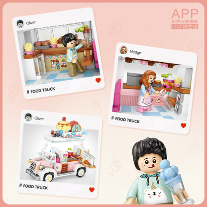 Loz 1737 Fruit Truck 1738 Dessert Car 1739 Pizza Truck 1740 Coffee Truck