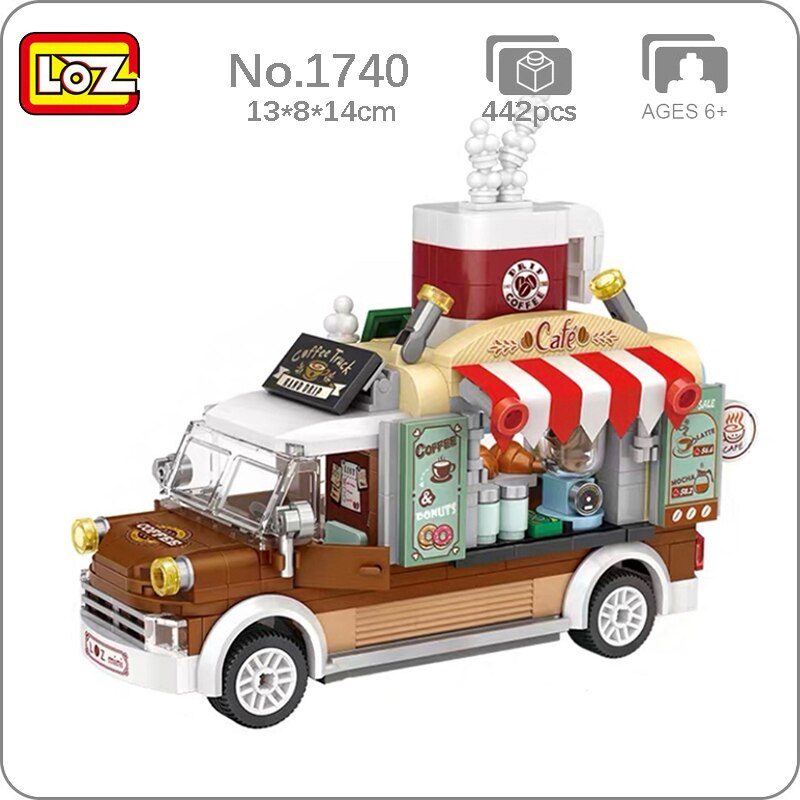 Loz 1737 Fruit Truck 1738 Dessert Car 1739 Pizza Truck 1740 Coffee Truck