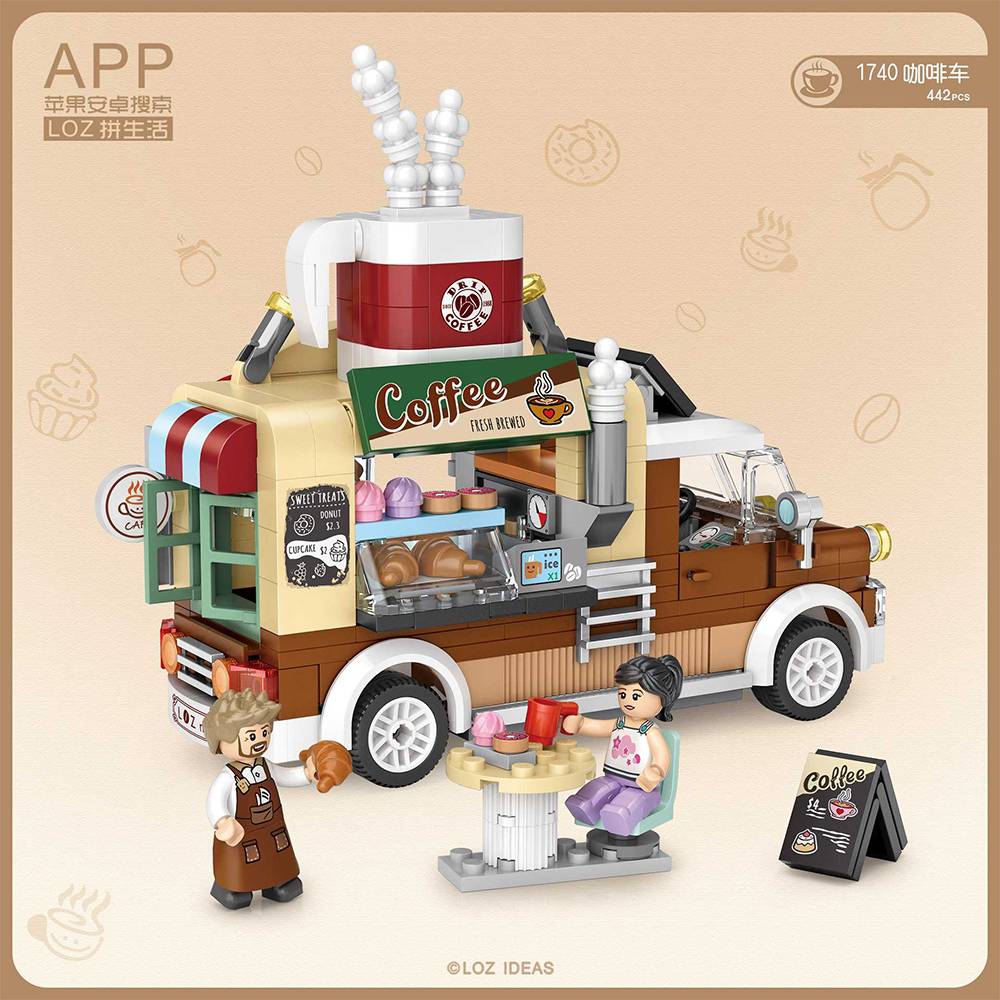 Loz 1737 Fruit Truck 1738 Dessert Car 1739 Pizza Truck 1740 Coffee Truck