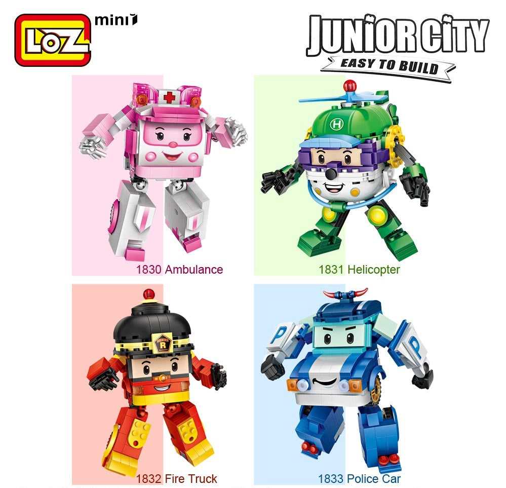 Loz Mini Blocks Robot Ambulance 1830 Helicopter 1831 Fire Truck 1832 Police Car 1833 Mini Blocks